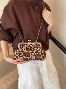 New Fashion Leopard Print Shell Shaped Crossbody Shoulder Handbag For Evening - Brown - View 7