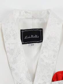 4 件套男童西装套装：夹克 + 背心 + 裤子 + 领结，适合婚礼、庆典和日常穿着 - 白色 - 查看 7