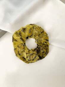 1pc Leopard Print Mesh Hair Scrunchie, Hair Tie, Hair Accessory ,Hair Accessories, Scrunchy Hair Ties