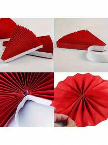 Set de 6/12 abanicos de papel rojo vívido con flores decorativas - Ideal para la celebración del Año Nuevo Chino y decoración de fiestas de bodas, agrega colores festivos a cualquier hogar o restaurante