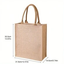 Solid Color Linen Ladies Tote Bag Daily Carry Large Capacity Shopping Party Handbag Burlap Bag, Beach Essentials, Summer Women Bag,Perfect For Travel, Vacation, Holiday & Beach
