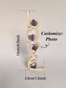 定制个性化 4 张情侣照片 LOVEM 木制心形装饰，家居装饰，情人节的完美礼物，定制周年纪念日，结婚礼物，手工情侣艺术品，独特的纪念品，情侣礼物 - 原木色 - 查看 9