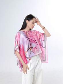 1 pieza Chal para mujer de longitud media con estampado floral