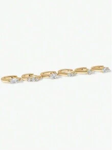 Shescity 1 set van 6 modieuze zirkonia oorbellen nis asymmetrische enkele oorsteker set geschikt voor dagelijkse banketkleding voor vrouwen
