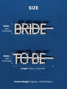 2pcs Women's 'Bride To Be' Rhinestone Letter Hair Clip For Bride Party Halloween - Silver - View 6