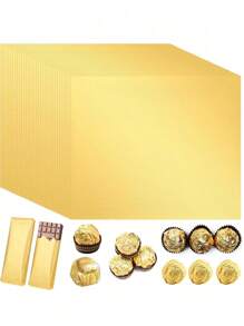 100 Pieces Gold Foil Candy Wrappers Chocolate Wrappers Large Chocolate Bar Wrapping, 7.8 Inch X 7.8 Inch With Heavy Paper Backing Foil, Party Favors Wrappers For Parties, Weddings, Birthdays, Homemade Candy, Chocolate Wrappers - Multicolor - View 5
