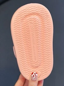 1 双粉色儿童柔软 EVA 防滑室内拖鞋，设计可爱，轻便，适合女孩，适合夏季