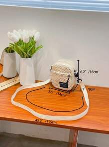 Modieuze geweven stro schoudertas, chique strandreis crossbody tas voor vrouwen