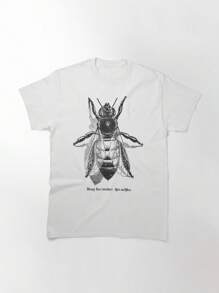 Honey Bee - Vintage Scientific Illustration Classic T-Shirt, Women's T-Shirt, 220g Pure Cotton, Casual Crew Neck, Ideal For Outdoor Activities And Relaxed Wear. - trắng - Xem 1