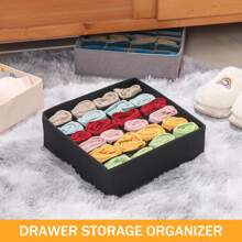 1PC Socks And Underwear Storage Box- Black 24-Grid Fabric Drawer Organizer Set For Socks And Underwear, Collapsible Closet Storage Box With Multiple Compartments, Space-Saving Organizer Bins For Dressers And Wardrobes, Non-Woven Fabric With Sturdy Cardboard Insert, Perfect For Organizing Bras, Underpants, Socks, And Scarves, Storage Boxes With Individual Slots. Bedroom, Organizer, Home Storage, White T Shirt Women, Black Pants Women, Ladies Winter Clothes, Dress,