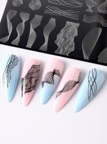 1 Stück Nagelkunst Form Stempeln Platte mit mehreren Linien Dekor Design Lack für Stempeln DIY Nägel Druck Vorlage Maniküre Werkzeuge