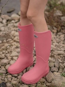 New High-Top Fashion Versatile Cute Waterproof Anti-Slip Soft-Sole Rain Boots, Suitable For Beachcombing - Pink - View 8