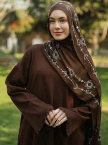 1PC Women's Bohemian Balinese Najm Hijab With Sun, Star, Moon Print, Suitable For Daily Outings And Festival Celebrations - Bali Yarn - View 3