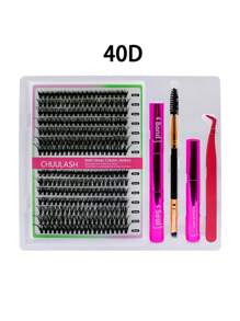 280/168 件 8-16 毫米 DIY 睫毛延长混合款式睫毛簇单独配有粘合剂和密封剂去除镊子睫毛刷用于自行化妆 - 黑色 - 查看 7