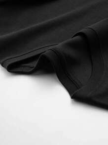 Summer Casual Women'S T-Shirt With Red Heart Print, Polyester Knit Round Neck Short Sleeve Tee, Regular Length Fashion Top - Black - View 4