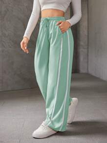 Women's Casual Elastic Trousers, Thin Ice Silk Breathable Loose Trousers - 綠色 - 查看 1