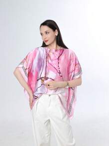 1 pieza Chal para mujer de longitud media con estampado floral