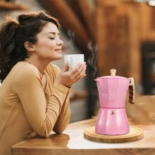 1 pieza Cafetera Moka octagonal rosa brillante, cafetera espresso para estufa, de aluminio, apta para el hogar, la cocina, la sala de estar, camping al aire libre, oficina, regalos para amigos, reuniones y eventos - Rosa - Ver 3