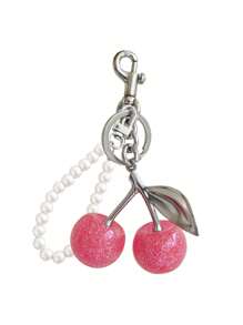 Nuevo llavero de metal con colgante con perlas falsas y cristal con forma de cereza, apto para uso diario. Dije con forma de cereza brillante con clip para bolso, accesorio de resina y metal brillante para bolsos y carteras de mujer. Llavero con forma de corazón, accesorio para bolsos, puede enviarse como regalo a familiares, amigos, compañeros de clase, parejas, cumpleaños, profesores, recuerdos.