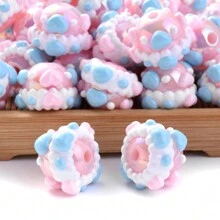 10 hạt cườm hình bánh donut vẽ tay màu Macaron, phụ kiện trang sức móc khóa/dây đeo điện thoại di động tự làm - Nhiều màu - Xem 18