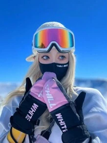 男女通用新款白色镜框彩色镀膜单镜片透气滑雪镜，多色组合高清宽视野舒适防风户外运动防护眼镜 - 彩色 - 查看 12