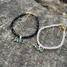 Pulseras De Pareja Junior H Acero Inoxidable - Negro - Ver 2