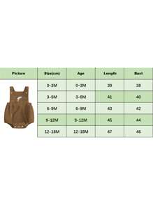 Mono de pana informal estilo rural americano para bebé, mono con cuello cuadrado, sin mangas y botones, con bordado de pato, para niños y niñas - marrón café - Ver 11