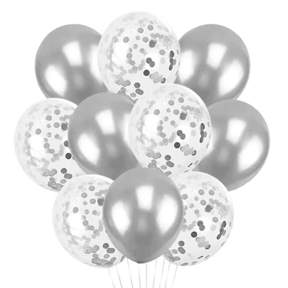 Kit 10 Balões de Festa Metalizado Com Bexigas Brilhantes