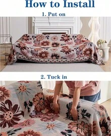 Loveseat Cover Sheet Blanket, Cotton Woven Reversible Anti Slip Cushion Covers 2 Seater Couches With Armrest, Living Room Furniture Decor Slipcovers Protector Pets - 夏天 - 查看 3