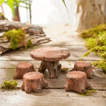 5pcs Mini Tree Stumps, Garden Art Accessories, Resin Decorations, Gardening Landscape Accessories, Resin Crafts, Suitable For Dollhouse Decor And DIY Projects, Dollhouse Accessories, Micro Landscape, Fairy Garden, Cute Mini, Collectible, For Office, Bedroom, Kitchen, Living Room, Balcony, Cafe, Dorm Decor - Multicolor - View 1