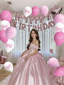 18 stuks 30 cm roze latex strikballonnen voor vrijgezellenfeestdecoraties, strikthema verjaardagsfeestjes, leuke benodigdheden voor bruidsverlovingsfeesten, geschikt voor achtergronddecoratie voor verjaardagsfeestjes, bruiloftsdecoratie, buitenfotografie, fotografie-rekwisieten, accessoires voor het instellen van scènes