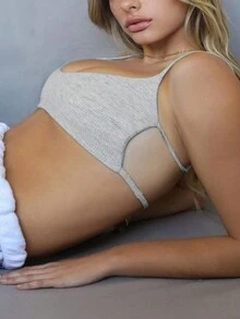 大码女式性感纯色修身时尚露背短款吊带背心休闲运动街头装春夏装