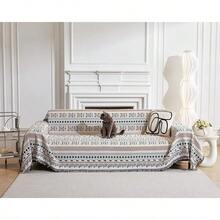 Loveseat Cover Sheet Blanket, Cotton Woven Reversible Anti Slip Cushion Covers 2 Seater Couches With Armrest, Living Room Furniture Decor Slipcovers Protector Pets - 幾何的 - 查看 5