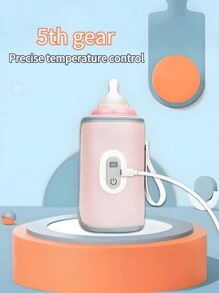 1pc PU婴儿暖奶器5档调节儿童户外便携式奶瓶水杯保温套，适用于大多数尺寸奶瓶，（使用提醒：主要用于保温，不是快速加热，配备Type-CUSB线，里面没有电池，需要外接电源5V2A适配器才能使用。从0'℃加热到57℃大约需要1.7小时，从30℃加热到57℃大约需要30-40分钟）