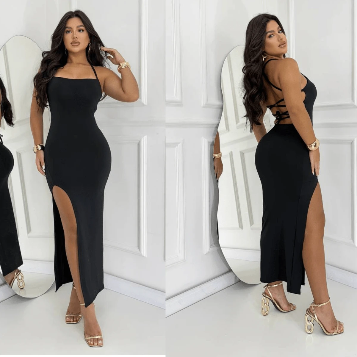 Vestido Feminino Valentina Suplex com Toque de Poliamida Modelo Blogueira Gringa Sexy Sensual Costa Nua Trançado e Fenda Lateral Empina Bumbum Primavera Verão Perfeito para Festas Praia Piscina Viagens e Eventos Com Alças Finas e Design Colado ao Corpo - Modelo Valoriza a Silhueta Destacando as Curvas de Maneira Elegante.