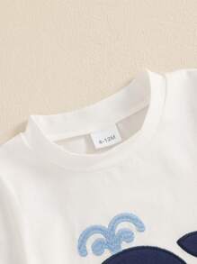 Baby Toddler Boy Shorts Set Whale/Dinosaur/Turtle Short Sleeve T-Shirts Striped Elastic Waist Shorts 2 Piece Summer Outfit