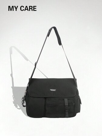 New Black Toolbox Style Multifunctional Men's Crossbody Bag With Multiple Pockets, Capacious For Travel And Business, Fit For Laptop, Chic Flip Cover Shoulder Bag With Pendant Decoration, Fashionable And Casual College Bag Funny Gifts Christmas Holiday Thanksgiving Gifts For Men Vacation Hiking Men Gifts Winter Large Capacity Multi-Functional Outdoor Portable Fashionable Casual Student Dad Gifts Boyfriend Gifts Chest Bag For Men Side Bags For Men Satchel Bag Leather Bag Hobo Bag Hip Bag Black Bag Travel Essentials Holiday Essentials Camping Sling Bag For Men Summer Back To School Bag Pack Cross Body Bag Spring School Supplies