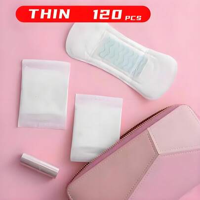 120 Count Sanitary Pads Thin Daily Panty Liners For Women, Light Absorbency, Unscented,Thin,VENTILATE,Individually Sealed Small Package,Breathable And Close-Fitting Sanitary Pads,Feminine Hygiene Products,Period Care,Disposable Pads,Breathable Sanitary Pads, Pantyliners Overnight Pads Heavy Flow Pads Overnight Pads Outdoor Use Portable Travel Menstrual Pads