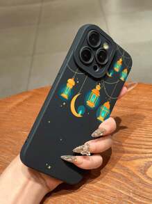 1pc Creative Starry Night Design Painting Glitter Phone Case, Shockproof, Compatible With Apple Phones - Multicolor - View 2
