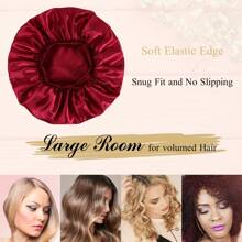 1PC Large Size Solid Hair Bonnet Silk Bonnet Satin Bonnet For Sleeping Satin Hair Bonnets, Soft Elastic Band Silk Sleep Cap, Silk Hair Wrap For Curly Hair - Multicolor - View 9