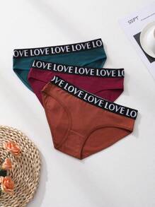 6 piezas de bragas de mujer con cintura baja, sin costuras, con estampado de letras LOVE, ropa interior cómoda y transpirable para deportes