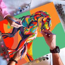 Diy Acrylic Paint By Digital Oil Painting Kit Adult - Frameless 16x 20(Inch) Color Dinosaur Design, Crease-Free Roll Color Printed Canvas, Finished Paint With Paint Brush, Perfect For Beginners, Perfect For Home Decor And Unique Gifts
