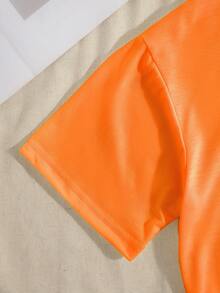 牛奶丝常规款T恤，日常穿搭休闲又时尚 - 橘色 - 查看 3