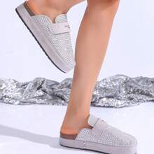 Dames instapsandalen met strass-versiering, casual mode, outdoor slides, stijlvolle sandalen