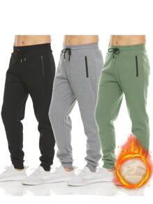 EXARUS 3 条装男友风格男士运动运动裤，带拉链口袋，健身慢跑裤，男友风格男士跑步慢跑裤