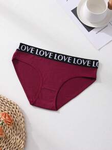 6 piezas de bragas de mujer con cintura baja, sin costuras, con estampado de letras LOVE, ropa interior cómoda y transpirable para deportes