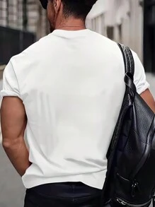 大码男式“不看/不听/不说邪恶”图案印花 T 恤，采用涤纶针织面料制成，休闲圆领廓形，独特设计 - 彩色 - 查看 2