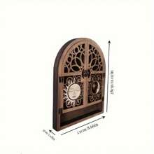 Vintage Wooden Crystal Display Cabinet With Sun And Moon Design, Wall-Mounted Gemstone Showcase, Neutral Style Storage For Stones, Nail Polish, And Essential Oils, With Edge Paint, For No Power Required,Wall Decor, Boho Meditation Home Decor, Perfect Gift For Halloween, Thanksgiving, Christmas, New Year