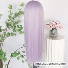 Stunning Purple Hair Synthetic Lace Front Wigs 26 Inch Pre Plucked Long Straight Hair Wigs 13X4 HD Lace Wigs Glueless Dark Purple Colored Wigs Heat Resistant Halloween Wigs Deep Purple Long Silky Straight Lace Front Wigs For Fashion Women For Daily Christmas Party Cosplay Use - Light Purple - 查看 8
