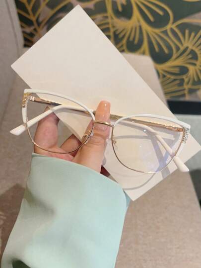 1 件时尚女士猫眼光学眼镜框，非处方眼镜，轻巧多功能，防止视觉疲劳